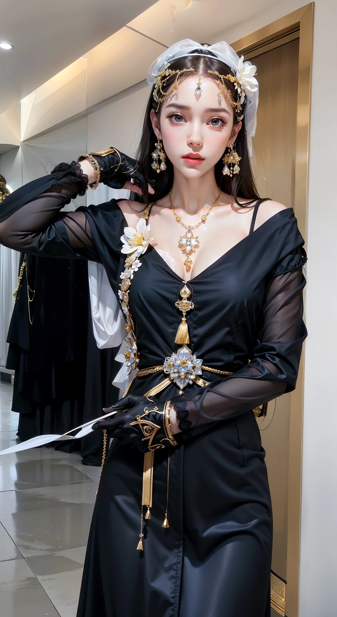 Imperial sister,A detailed eye,Detailed faces,mature face,Ripe body,Tall figure,alluring figure,legs long,4K,k hd,fleshy feeling,White translucent lace,Fair and plump figure,Nice face,Cherry small mouth,beautiful and delicious(3D royal sister),Gorgeous dress encrusted with gemstones crystal gold diamonds