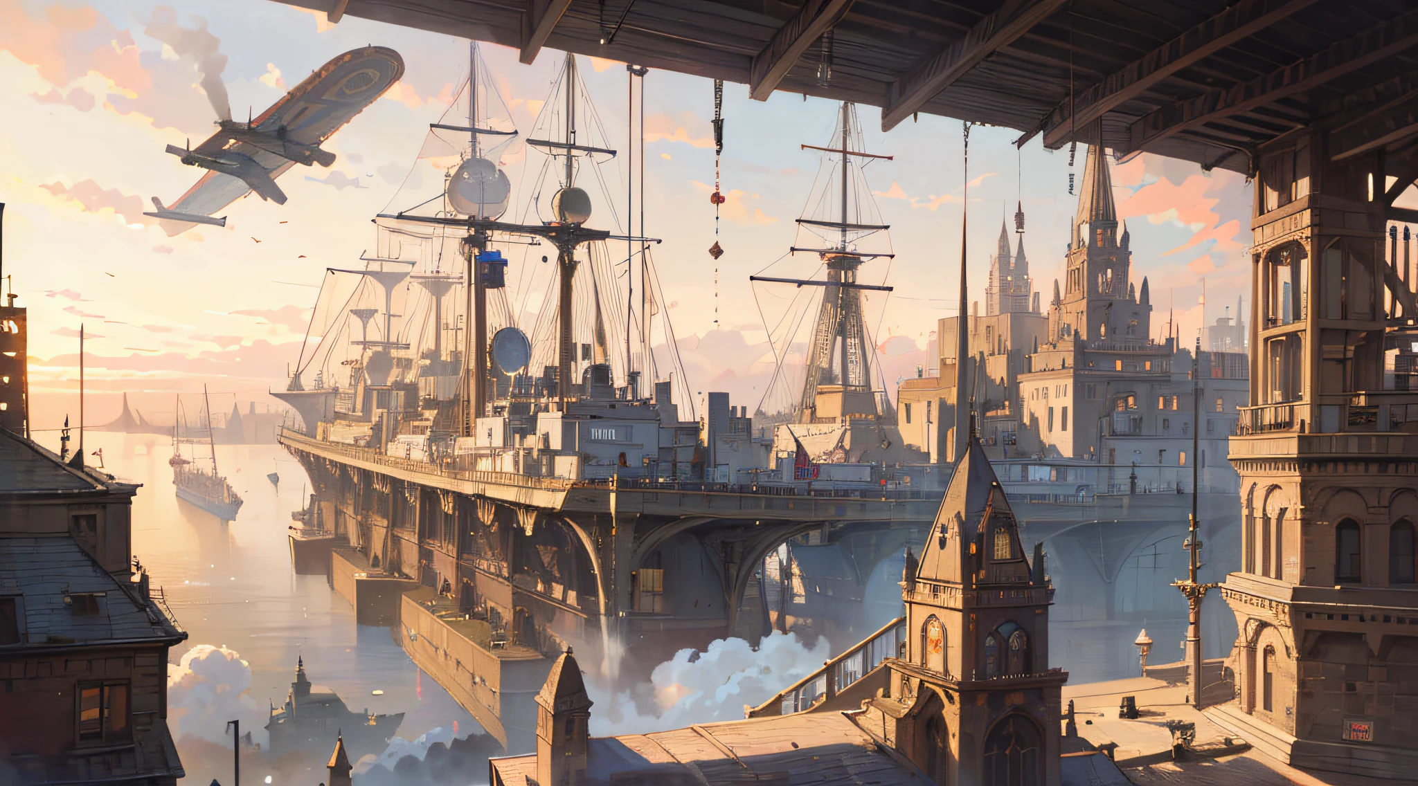 ((Romantic background wallpaper with epic and ultimate steampunk atmosphere)), ((Steampunk)), (Vivid colors), (transportation airship flying in the sky:1.3)
BREAK,
(3D multilayer structure, Steampunk 18th century New York Main Street:1.4), (Lots of steampunk machines:1.3 , steam and chimney), ((steampunk adventure cityscape:1.3)), (Best Steampunk Adventure: 1.2), (steampunk gear decoration: 1.2), (skyscraper steampunk street:1.3),
BREAK,(Professional industrial machinery designer designs airship:1.3), ((Neatly decorated finished steampunk victorian 1 airship:1.3)), (airship airplane propeller:1.3), (The airship is a completed hull:1.4), The airship is equipped with a propeller, turboshaft, and engine.、can fly in the sky。, Ships with engineering design in mind:1.4)), (The airship is placed on the side so that it can be seen clearly.:1.3, An airship is a steamship powered by coal.:1.3), BREAK, (masutepiece: 1.4), Super Resolution, ((Insanely detailed:1.3)), Sense of depth, (Super colorful pastel art is displayed full screen: 1.3), Old punk-ish, ((All Pages, 18th century ,Victorian)), (NOhumans: 1.5), (The ultimate single illustration:1.3), (Composition where you can't see much of the sky), (ccurate), Gothic, (epicd: 1.2)