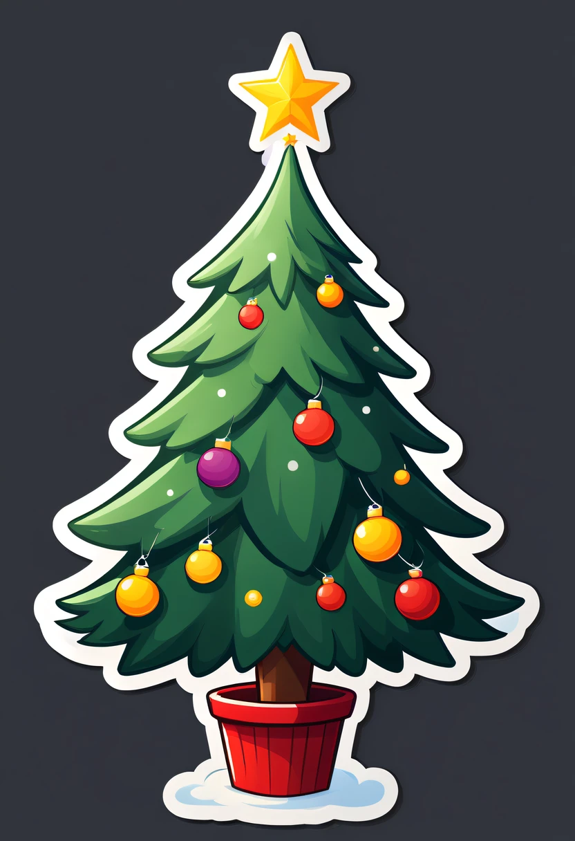 One sticker, A Christmas tree, simple backgound