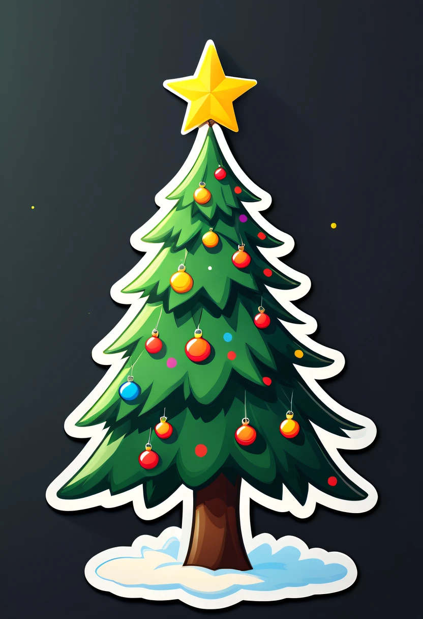 One sticker, A Christmas tree, simple backgound