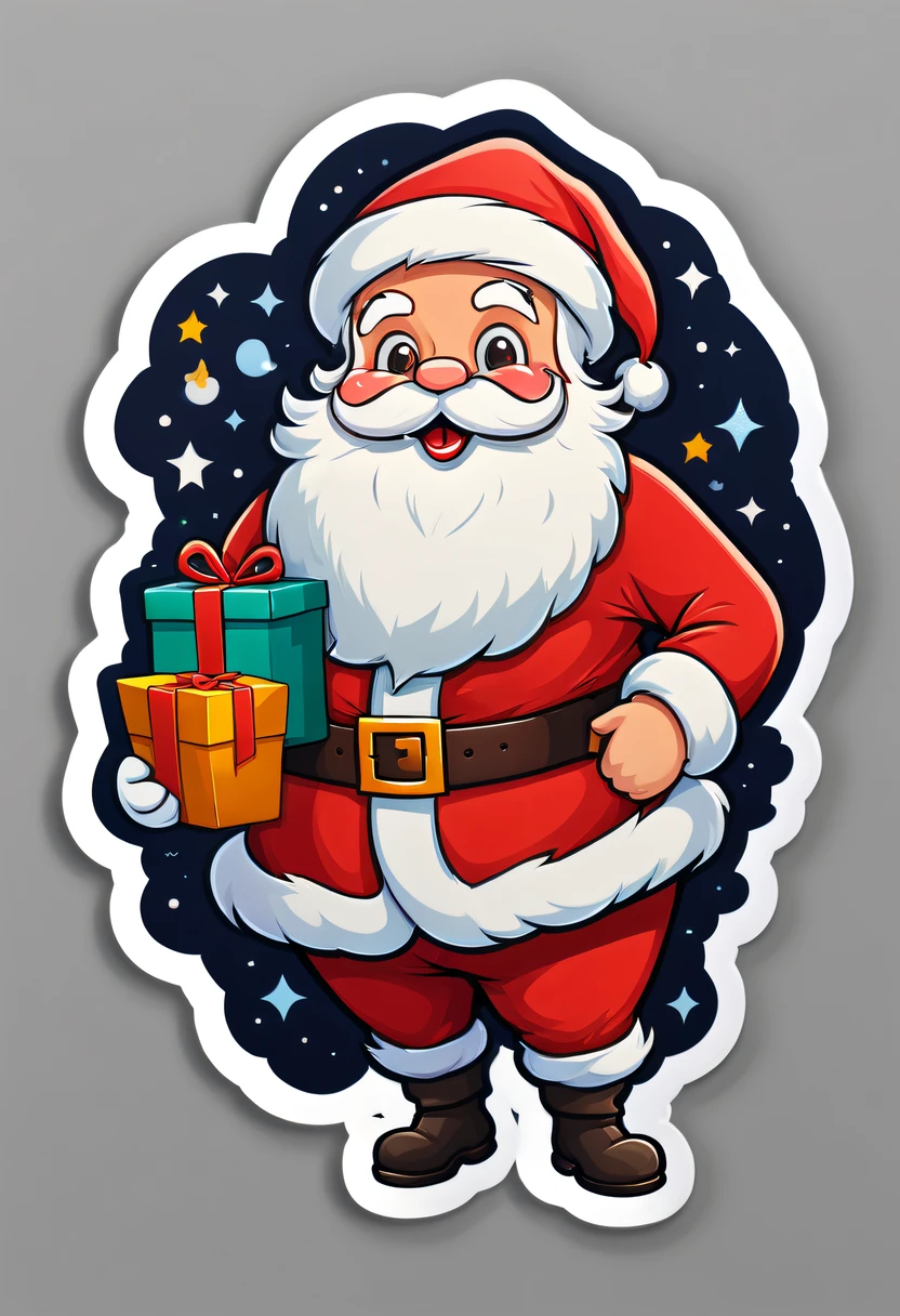 One sticker, santa, simple backgound
