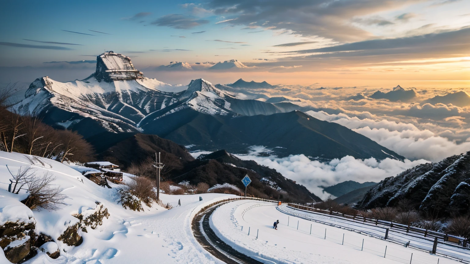 Snow scene on Yushan Mountain in Taiwan