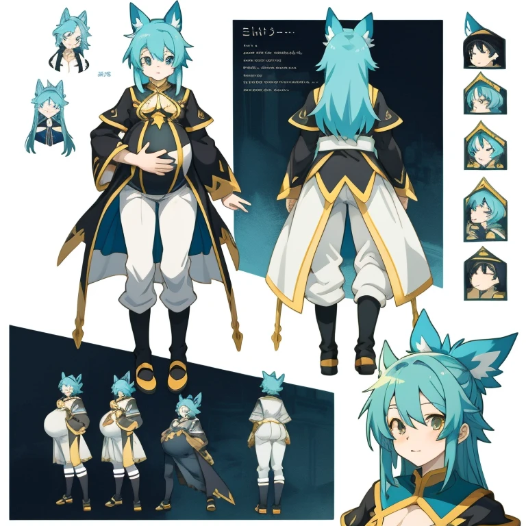 Anime style character image with various hair and accessories, anime set style, Animation Character Reference List, fantasy uniform, Flat anime style, Anime full body illustration, full_body!!, full detailed body, extra detailed body, anime vtuber full body model, Soft anime illustration, Anime style characters, clean and meticulous anime style, pregnant