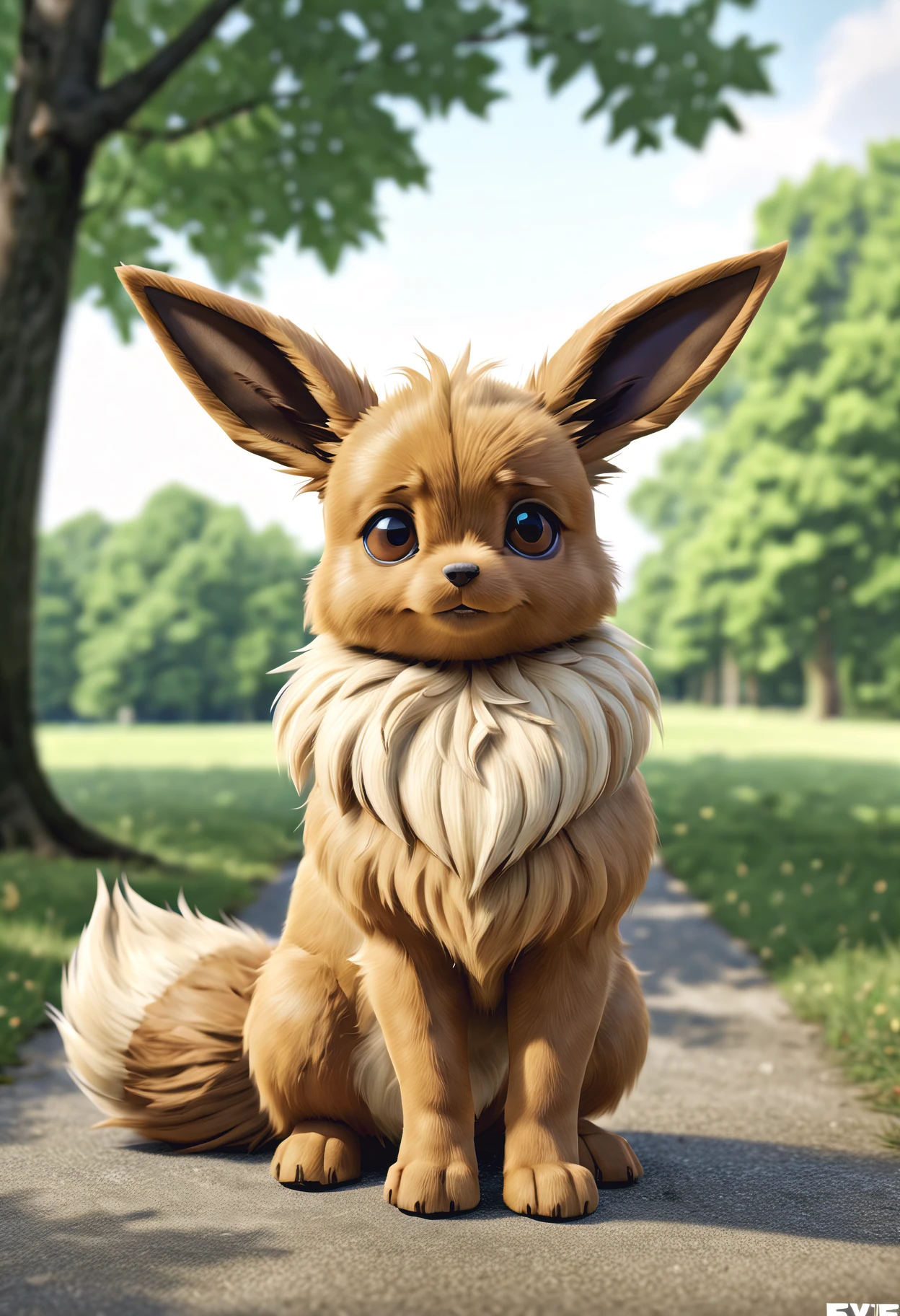 hyperrealistic, realistic, highly detailed, 8k, photo, solo, full body, photograph eevee, eevee ,, furry, body fur, animal ear fluff,