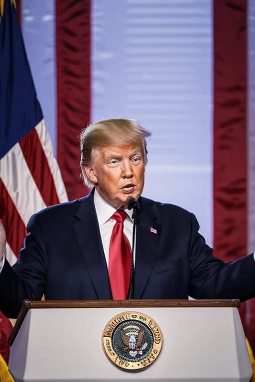 President Donald ????? giving a speech