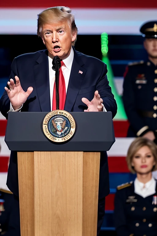 President Donald Trump giving a speech