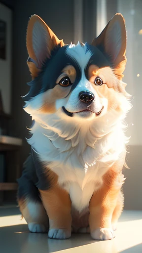 ((Best quality)), ((masterpiece)), (highly detailed:1.3), 3D, corgi, In a distant future. HDR (High Dynamic Range),Ray Tracing, Two-tone lighting,Low ISO,White balance,Rule of thirds,Wide aperature,8K RAW, luminescent particles,