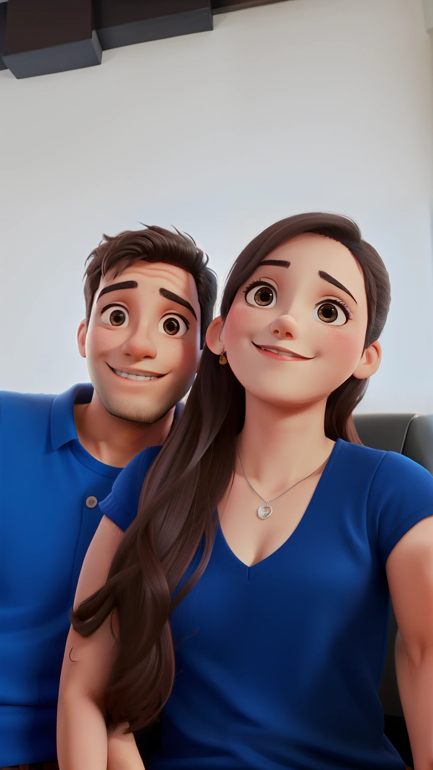 Um casal tirando foto feliz