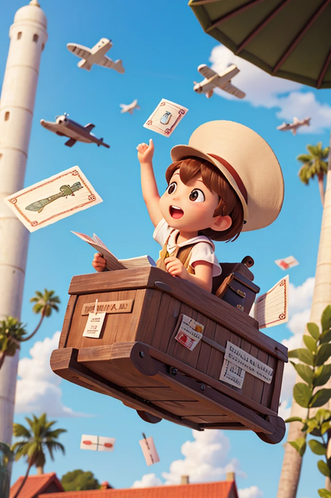 postcards fly in the sky