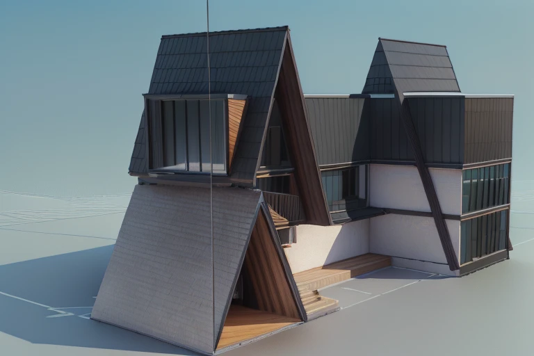 a close up of a building with a window and a roof, concept house, sketch - up, front perspective, detail render, front-view, extremely detailed frontal angle, 3/4 view, 3 / 4 view, rendered 3d model, front top side view, mid-view, front symetrical, zoomed out view, front view, with 3 d render
