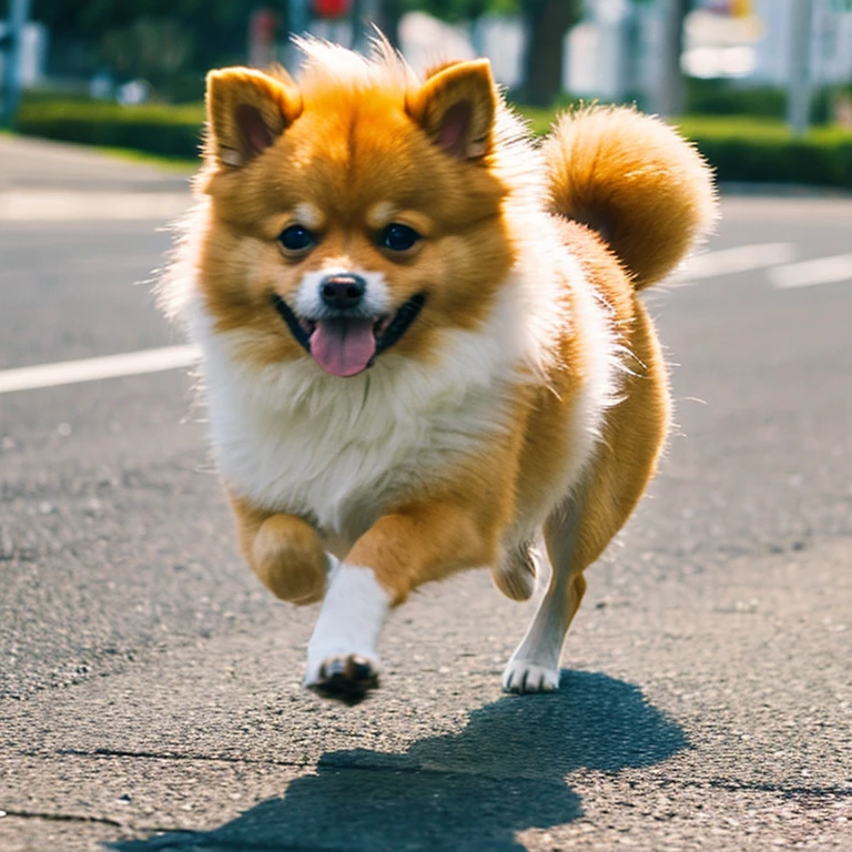 Running dog（Pomeranian）, clip art, simple