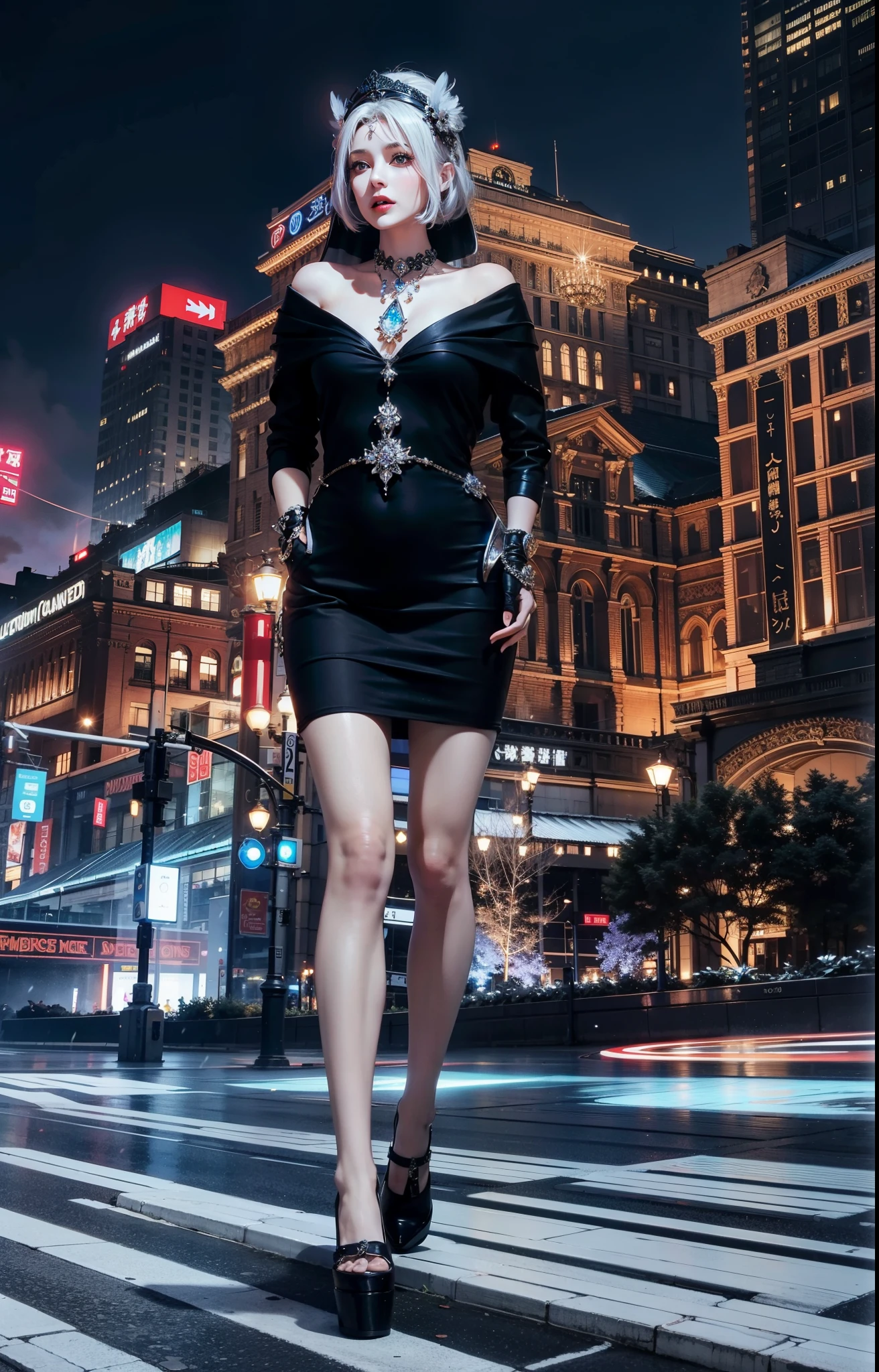 Imperial sister,A detailed eye,Detailed faces,mature face,Ripe body,Tall figure,alluring figure,legs long,4K,k hd,fleshy feeling,White translucent lace,Fair and plump figure,Nice face,Cherry small mouth,beautiful and delicious(3D royal sister),Gorgeous bejeweled gown, crystals and diamonds,feather glass helmet,cyber punk perssonage