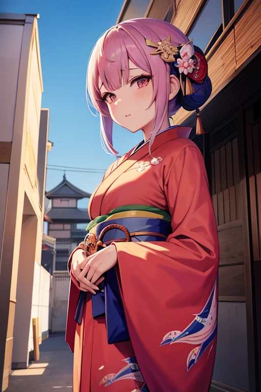 anime girl in kimono outfit standing in front of a building, in kimono, in a kimono, anime style illustration, clean detailed anime art, inspired by Itō Shinsui, by Torii Kiyomasu, japanese art style, beautiful anime art style, anime style portrait, in the art style of ukiyo - e, artwork in the style of guweiz