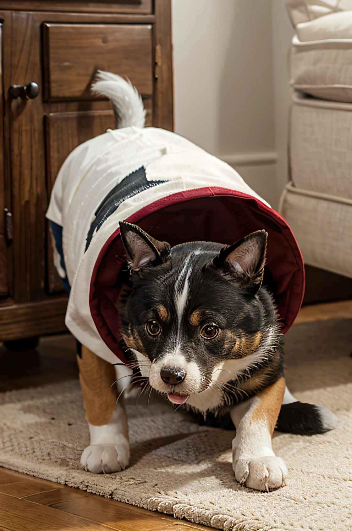 boy dog cat home red