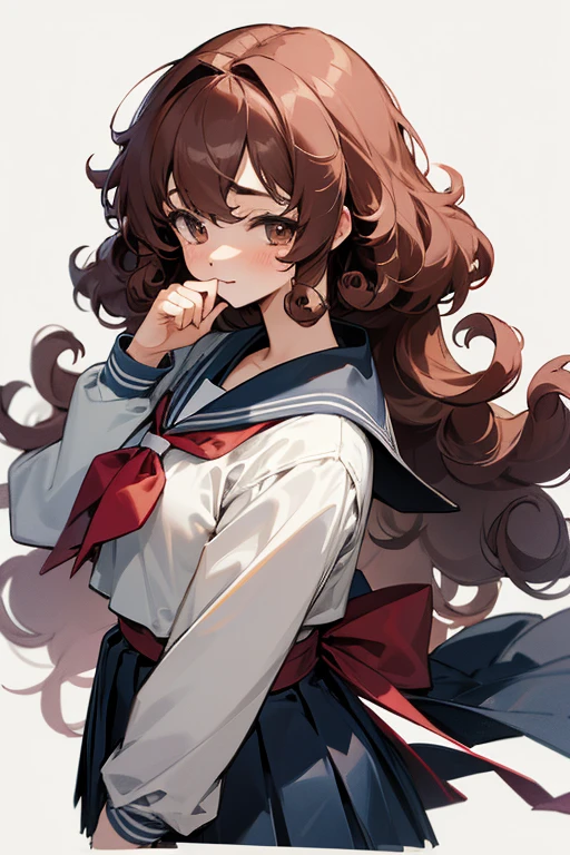 Japanese high school girl uniform with curly hair