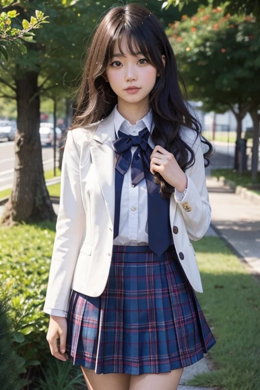 Japanese high school girl uniform with curly hair