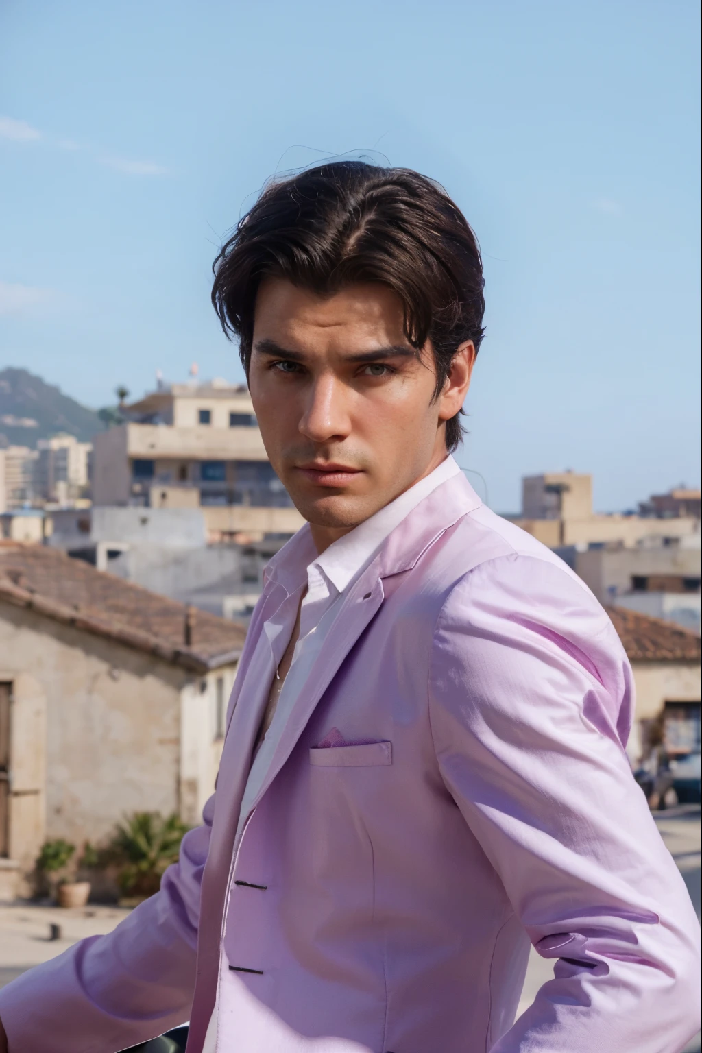 Personnage gta charismatique beau cool vice city summer colours voiture beau regard mâchoire carrée