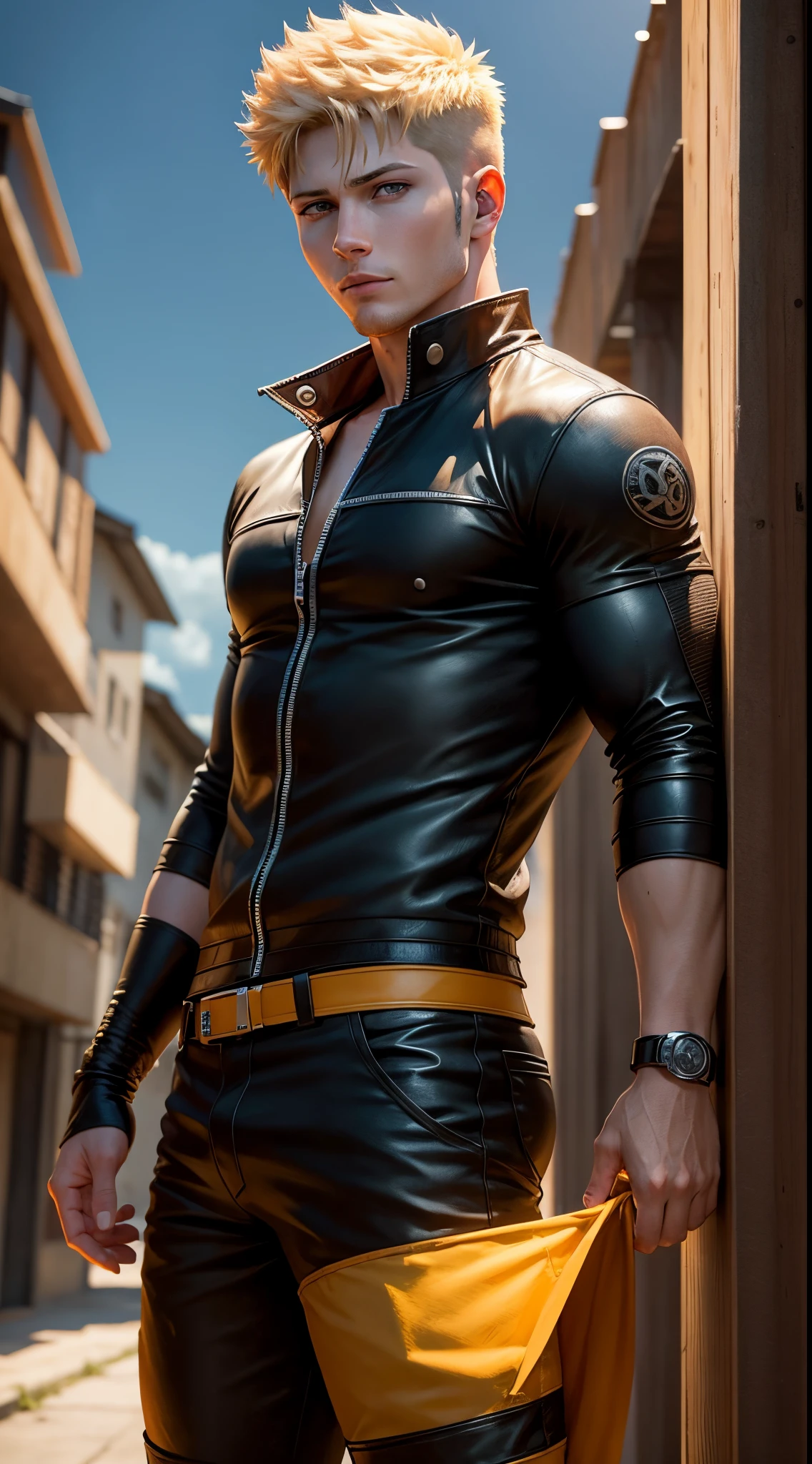 Jensen Ackles como Naruto, extremamente realista, muito bonito, Impala 67 ao fundo