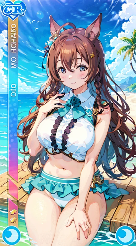 anime illustrated、Fantasia、lewd gal idol、maikurobikini、stage along the coast、thick thighs、Colossal tits、Plump body、Expose nipple、fullnude、(exposing their genitals)、超A high resolution、Archaic Smile、Close-up of people