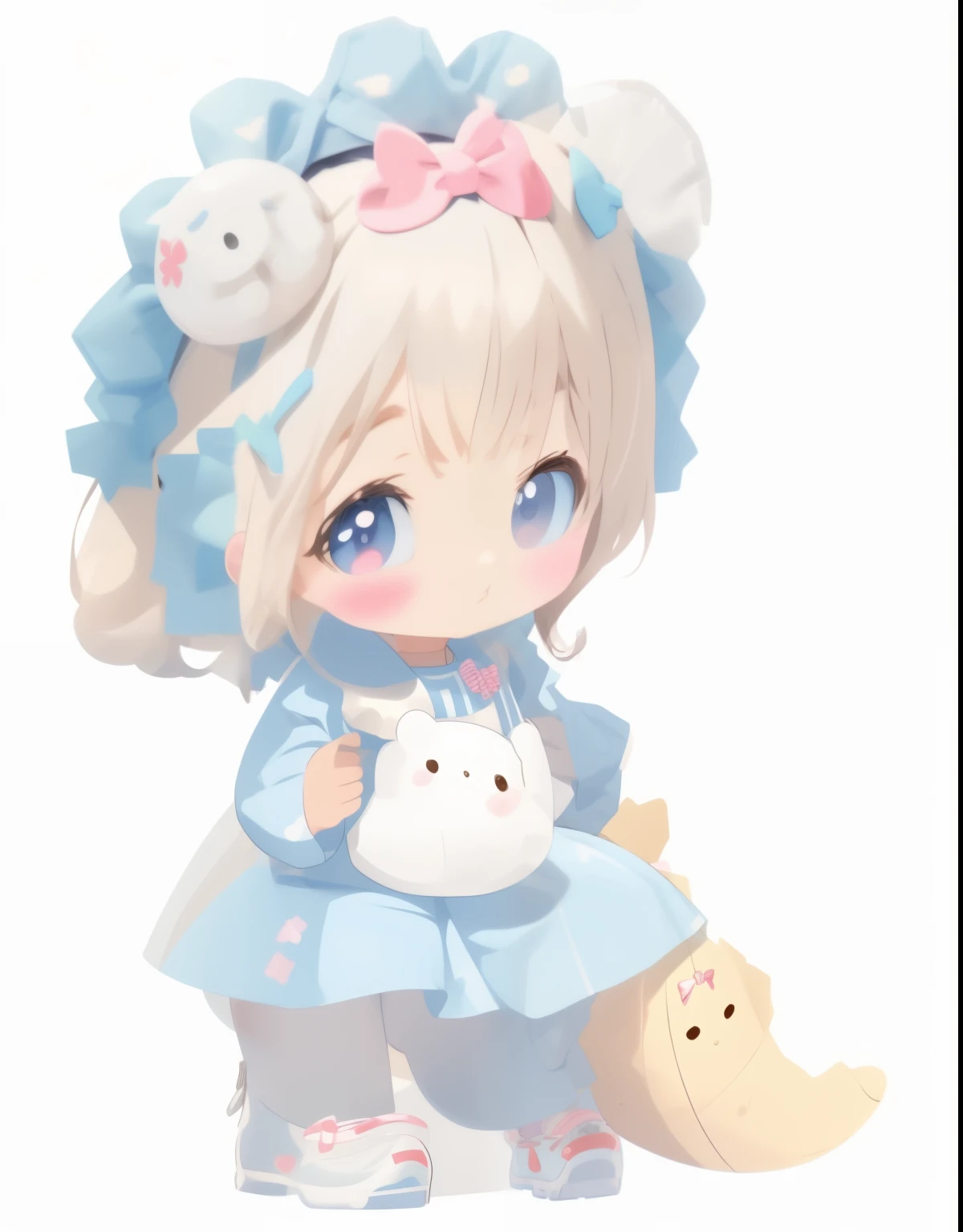 There is a girl holding a cup of coffee, Rendering of a cute 3D anime girl, Cute 3d rendering, render of april, cute character, soft 3d render, Kawaii headquarters rendering, cute big breasts! c4d, Stylized 3D rendering, change, highly detailed character, small loli girl, small curvaceous loli
