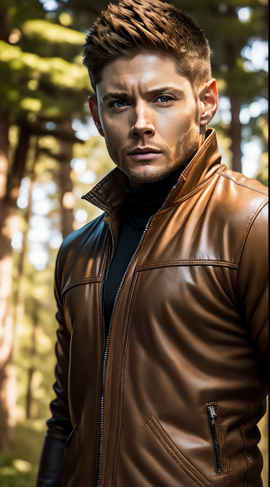 Jensen Ackles como Naruto, extremamente realista, muito bonito, Impala 67 ao fundo