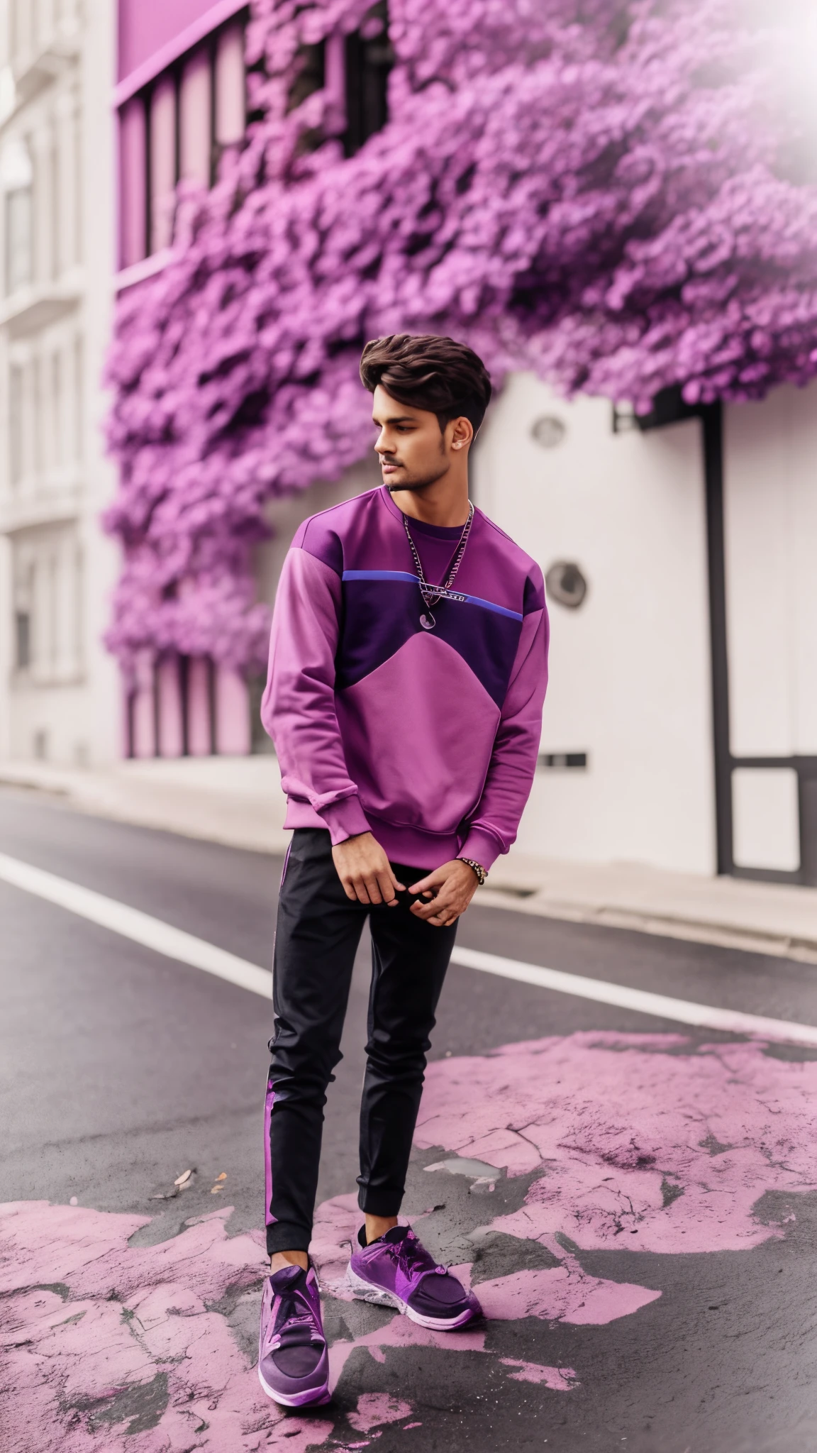 Dark Pink purple mixed colour sweatshirt