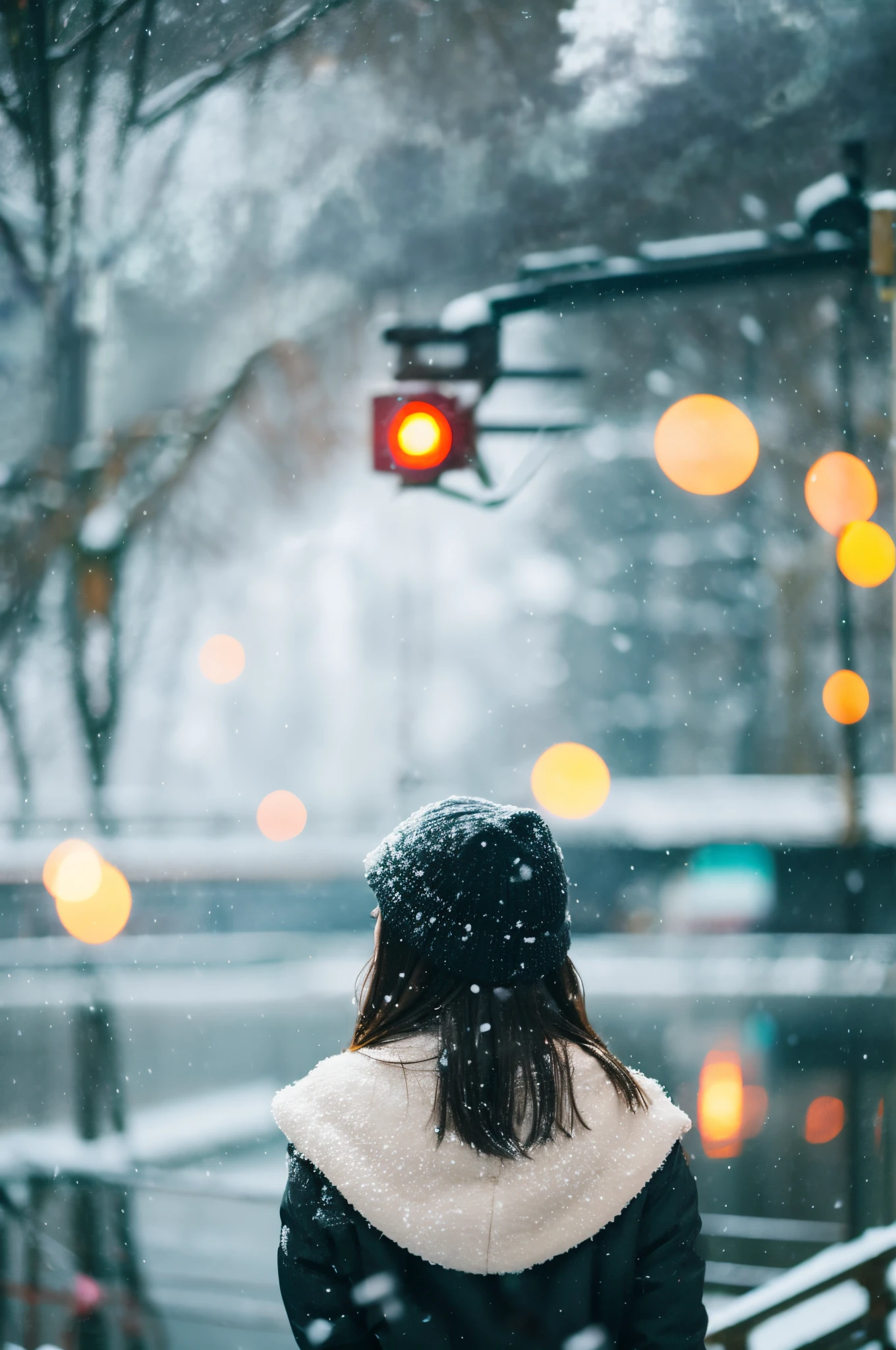 It's snowing、railroad crossing bar、Accumulation of snow、top-quality、bokeh dof