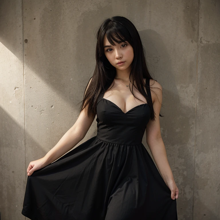 Anime girl in a black dress