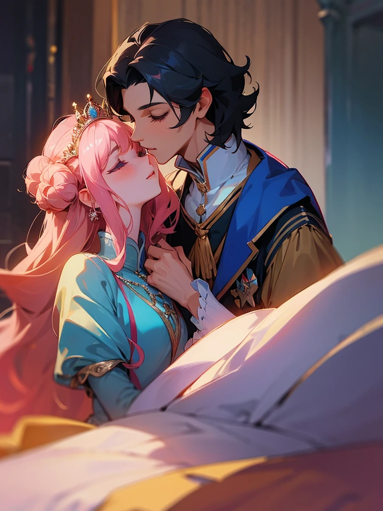 Prince and princess kissing