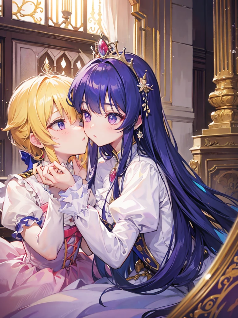 Prince and princess kissing