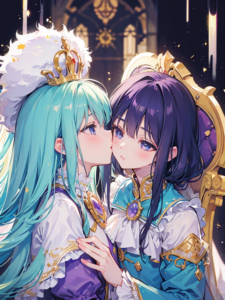 Prince and princess kissing