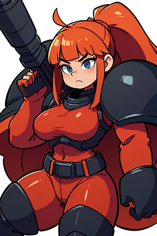 A Giant Female Juggernaut Soldier in Black Armor