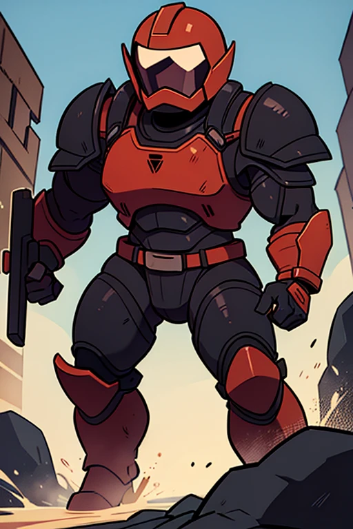 A Giant War forged Juggernaut soldier with black armor.