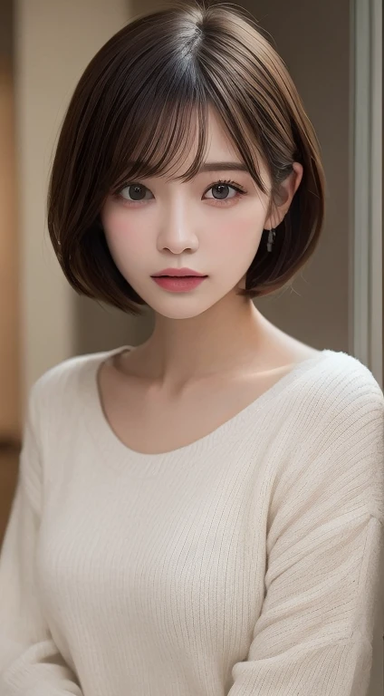 finely detail, hight resolution, hightquality、Perfect dynamic composition, Beautiful detailed eyes, Very Shorthair, Short bob hair、small tits、Natural Color Lip,Kamimei、Shibuya、college aged、1 persons、Transparent skin、Glowing hair、masutepiece, Best Quality, Illustration, Ultra-detailed, finely detail, hight resolution, 8K、The correct state of the human body、model poses、fully body photo、long-sleeve