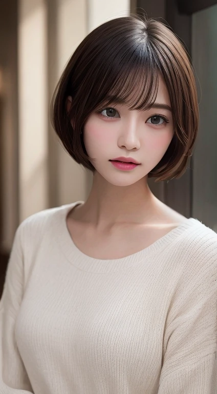 finely detail, hight resolution, hightquality、Perfect dynamic composition, Beautiful detailed eyes, Very Shorthair, Short bob hair、small tits、Natural Color Lip,Kamimei、Shibuya、college aged、1 persons、Transparent skin、Glowing hair、masutepiece, Best Quality, Illustration, Ultra-detailed, finely detail, hight resolution, 8K、The correct state of the human body、model poses、fully body photo、long-sleeve