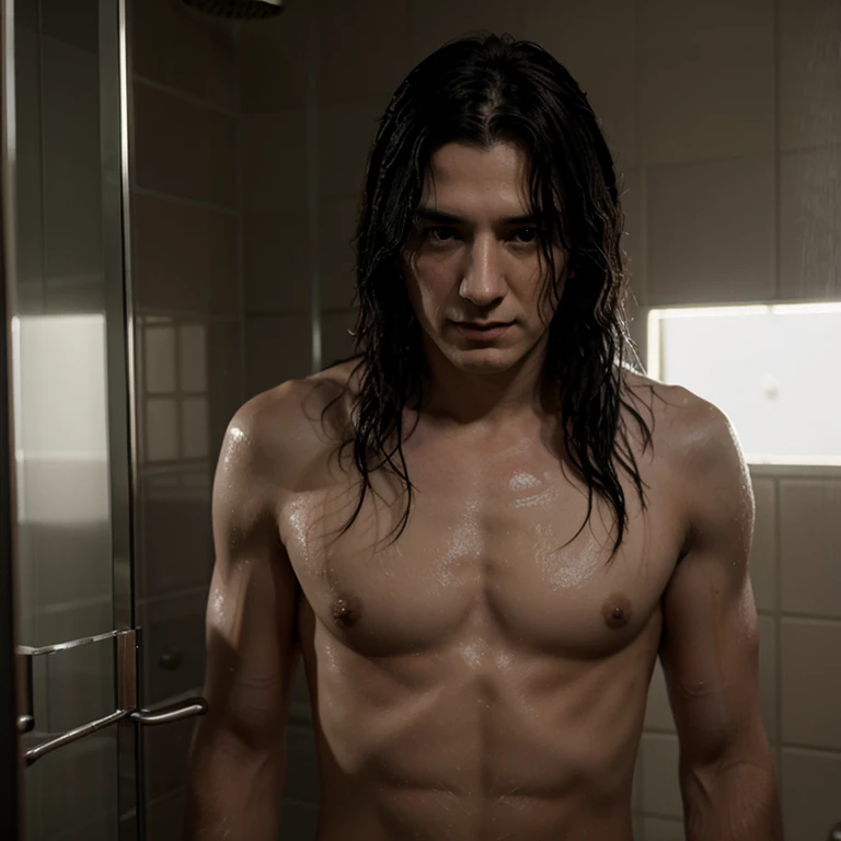 Young Severus Snape, shirtless, in the shower