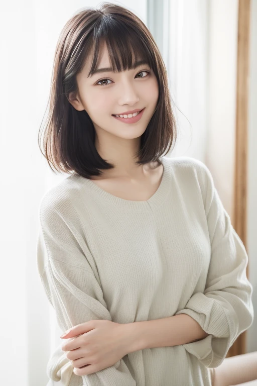 Slim girl model photo, female model, Japan woman, (8k, RAW photo, best quality, masterpiece: 1.2), (realistic, photorealistic: 1.37), ultra detail, ultra high resolution, summer, frontal, (8k, RAW photo, best quality, masterpiece: 1.2), ultra detail, super resolution, (real, real photo: 1.37), portrait, high definition RAW color photo, Professional pictures, very detailed and beautiful, very detailed, 8k wallpapers, amazing details, huge file size, official art, highly detailed CG Unity 8k wallpaper, very detailed beautiful girl, very detailed face, very detailed eyes, very detailed skin, very detailed fingers, very detailed nose, very detailed detailed mouth, perfect anatomy, detailed background, detailed clothes, one girl, ( 20:1.2), 20s, cute girl, realistic body, petite, white skin, radiant skin, slim body, handsome body, black hair, short hair, (dull bangs: 1.2), smile, cute, youthful, cute face, realistic face, delicate eyes, sagging eyes, full body image, standing figure,
