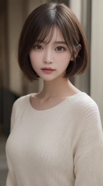 finely detail, hight resolution, hightquality、Perfect dynamic composition, Beautiful detailed eyes, Very Shorthair, Short bob hair、small tits、Natural Color Lip,Kamimei、Shibuya、college aged、1 persons、Transparent skin、Glowing hair、masutepiece, Best Quality, Illustration, Ultra-detailed, finely detail, hight resolution, 8K、The correct state of the human body、model poses、fully body photo、long-sleeve