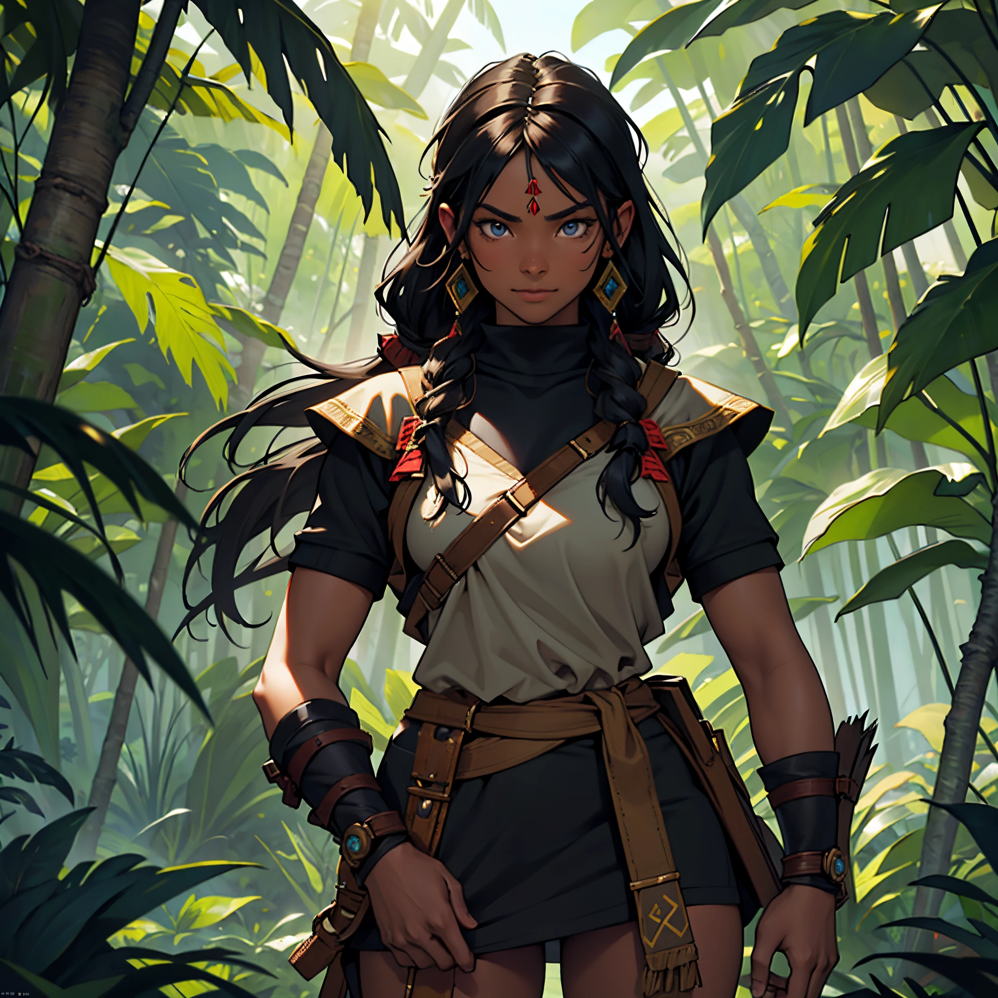 nija warrior with red eyes camouflaged in the woods