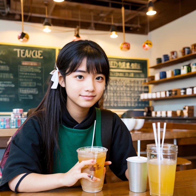 college aged　tea shop　guest　femele　japanes　college aged　Photo taken by a friend