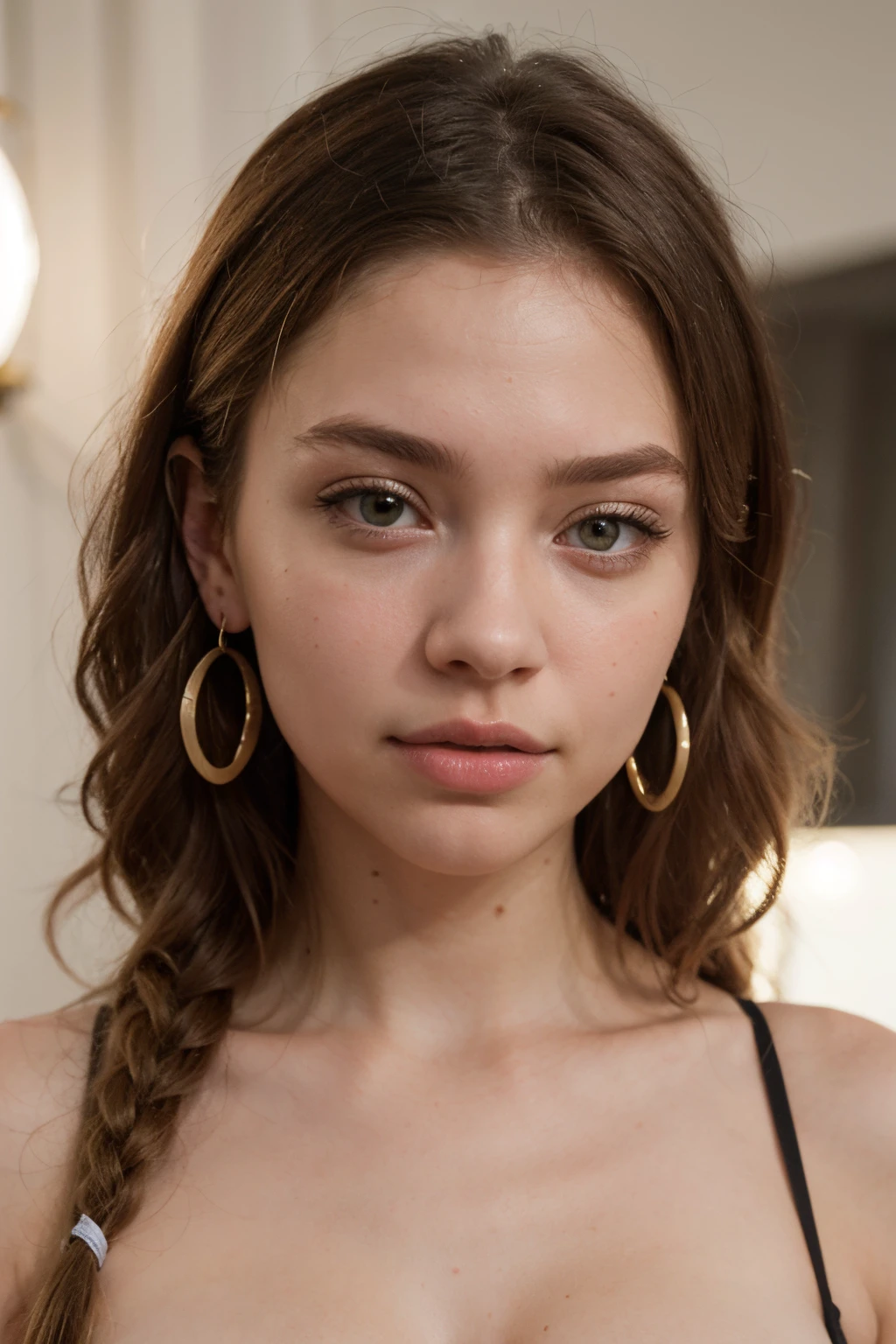 blond woman with long hair and earrings posing for a picture, portrait sophie mudd, hyperrealistic teen, gorgeous young model, sydney sweeney, face like ester exposito, eva elfie, hyperrealistic digital painting, # 1 digital painting of all time, #1 digital painting of all time, dasha taran, valentina remenar, sofya emelenko