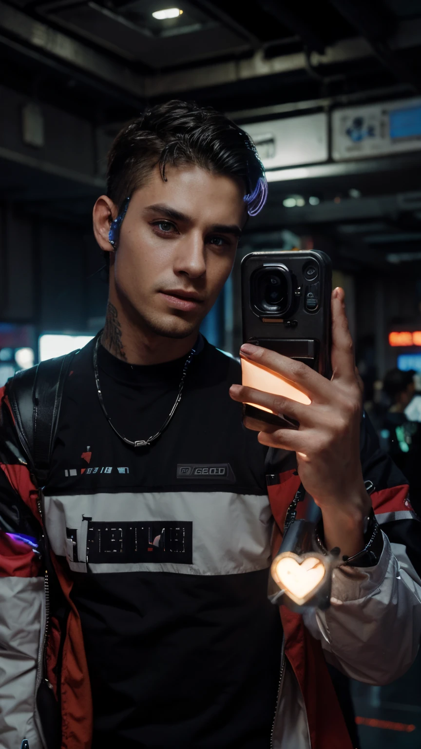 Change background cyberpunk handsome boy, realistic face, 8k, ultra realistic