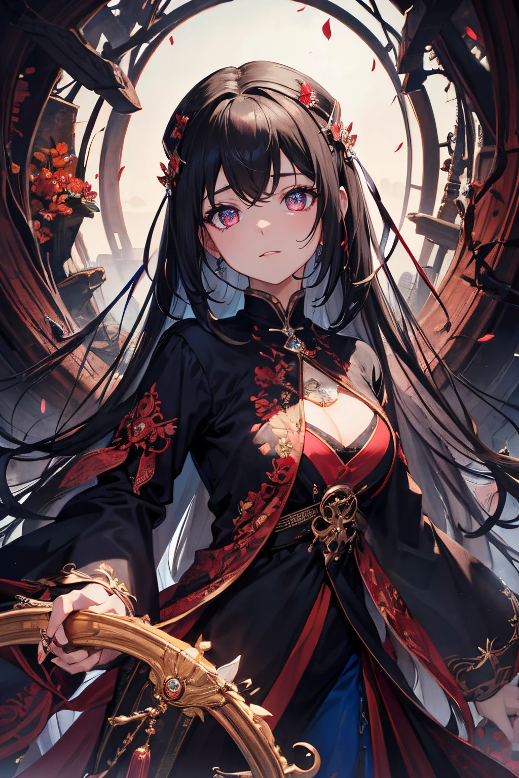 wide crimson eyes