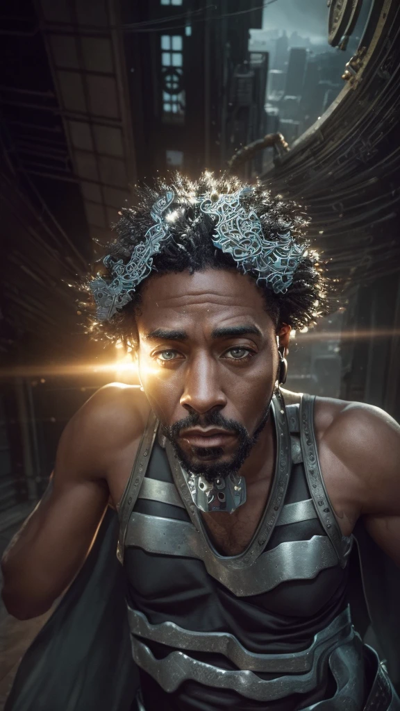 Identical Hero , Bab Marley, The whole body is made of metal, (A cyborg:1.1), ([tail | Detailed wire]:1.3), (intricate detail), HDR, (intricate detail, hyper-detail:1.2), Cinematic Frame, vignette, in the center, “Hyper-realistic textures," "Exact Details,” “Realistic still life,” “Realistic portraits,” “Realistic landscapes."