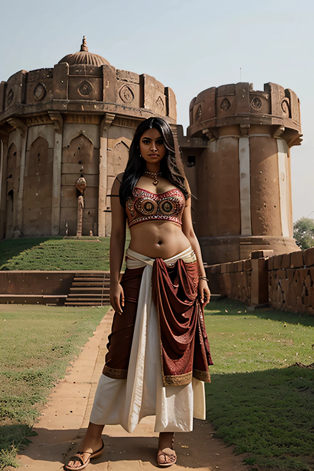 indian ancient queen infront of the fort