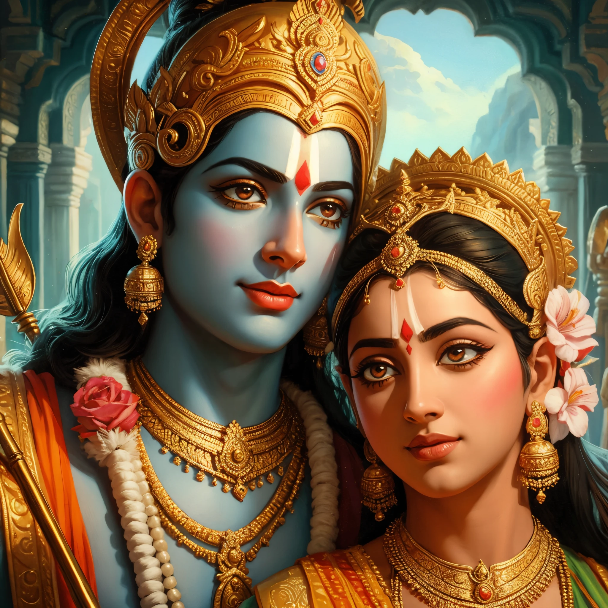 Lord Ram And Sita 4k, realistic, painting