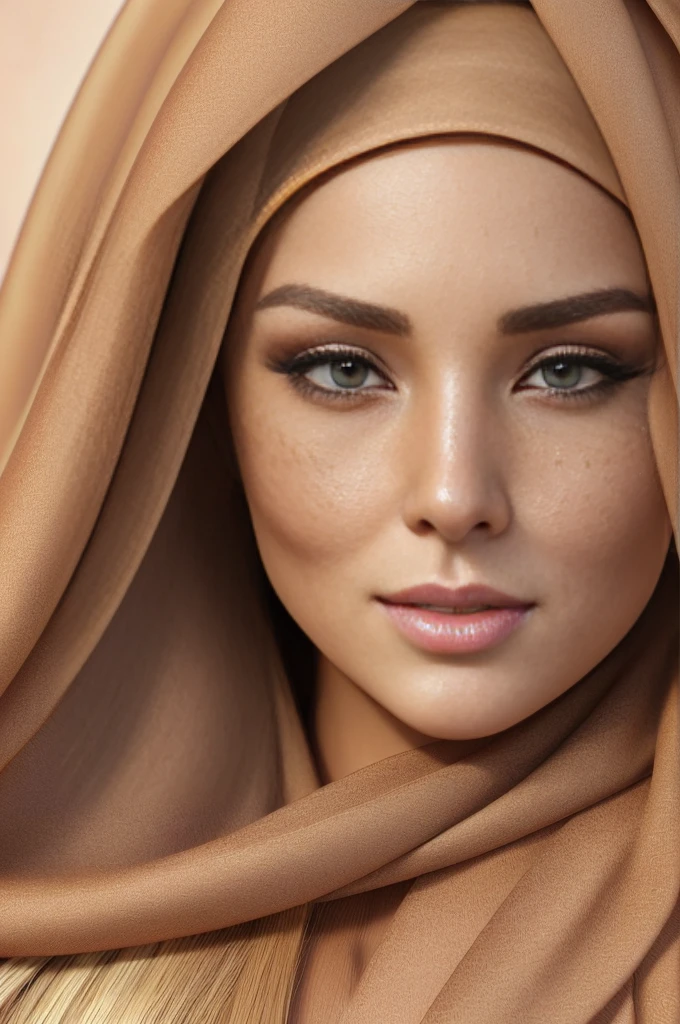 Realistic photo of a very beautiful girl, 25-year-old lady, , 1/2 body, open mouth:0.4, teeth, (ultra sharp:1.5), 32k, unreal engine, beauty pageant winner, best quality, highres, (realistic face:1.9), (hyperrealistic:1.5), perfect eyes, (realistic skin:1.8), photorealistic rendering, cinematic lighting, (((perfect hands))), (extremely detailed background), ((dynamic background)), ((brown blonde gradient straight hair)), ((in a long and big hijab)), (((wearing hijab))), very beautiful detailed girl, detailed fingers, beautiful detailed nose, light on face, look at viewer, cute, young, realistic face, realistic body, beautiful detailed thigh, bold makeups, lipstick, dynamic pose, ((very beautiful face:1.9))