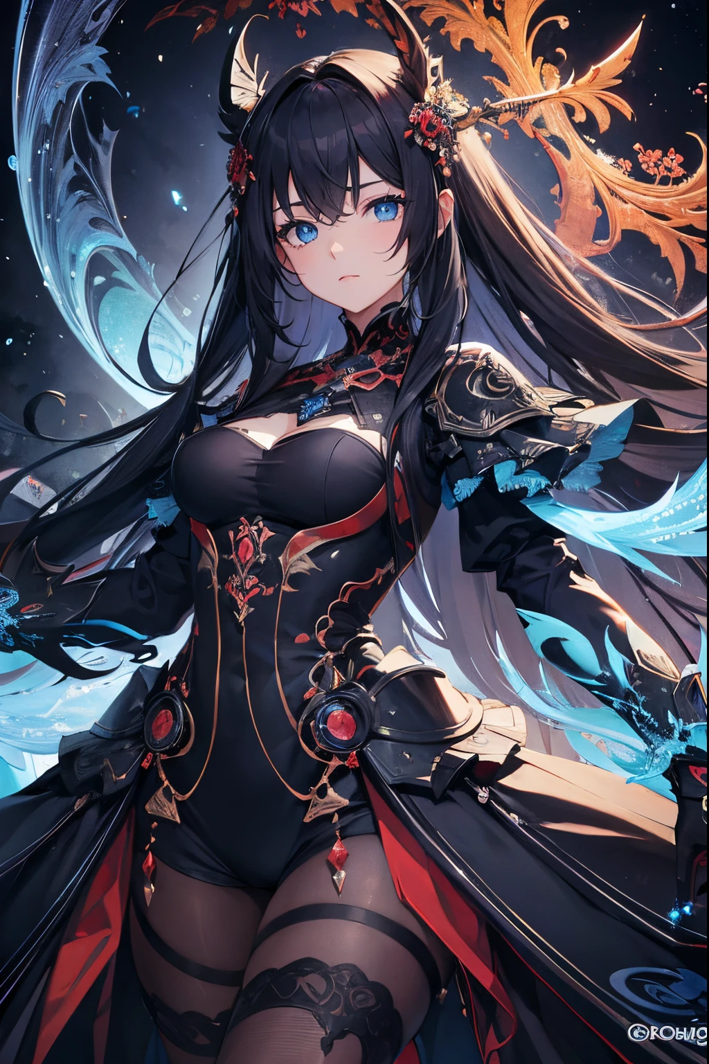 ((​masterpiece、top-quality:1.5、a high chroma:1.5、ultra-detailliert、high-resolution illustrations:1.5、Ultra-high-definition CG、8k size wallpaper、offcial art))、((s fractal art:1.5))、(highly colorful:1.5),(front view:1.8),(1girl),(Cute little girl s:1.5)(Shining red eyes:1.5),(Beautiful face:1.5,Beautiful eyes:1.5)、(close to viewer:1.5),
(clear face:1.3)、(sexy body),((Detailed dark fantasy armor dress:1.5)),((intricate detailes,detailed dress)), (Beautiful dress in every detail),(large breasts:1.5),(Shining red eyes:1.2),upper body、Dark Fantasy