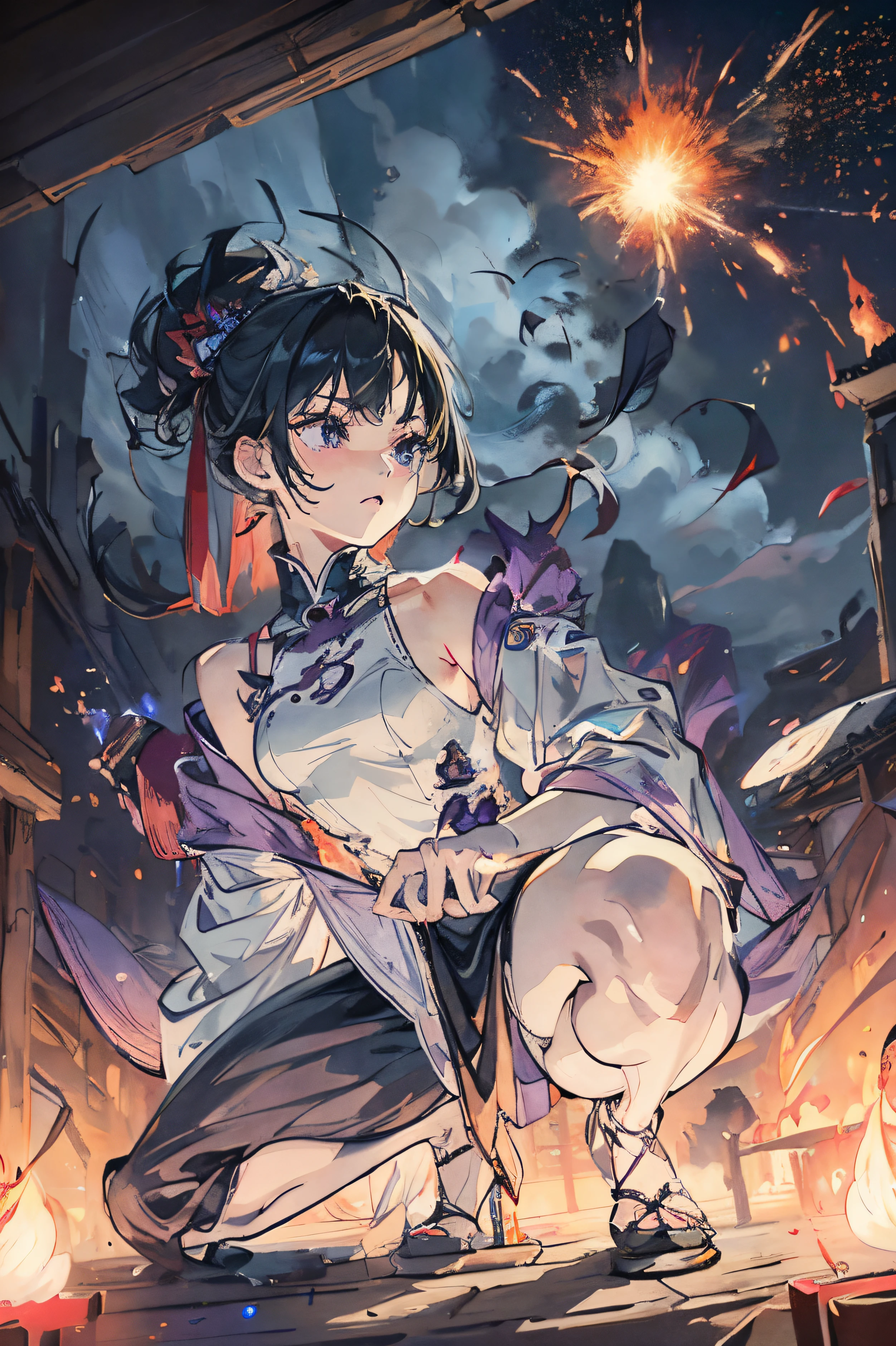 Powerful magic explosion,Gorgeous special effects,Movie CG,Explosive sparks,Striking,immense power,Huge flames,powerful explosions