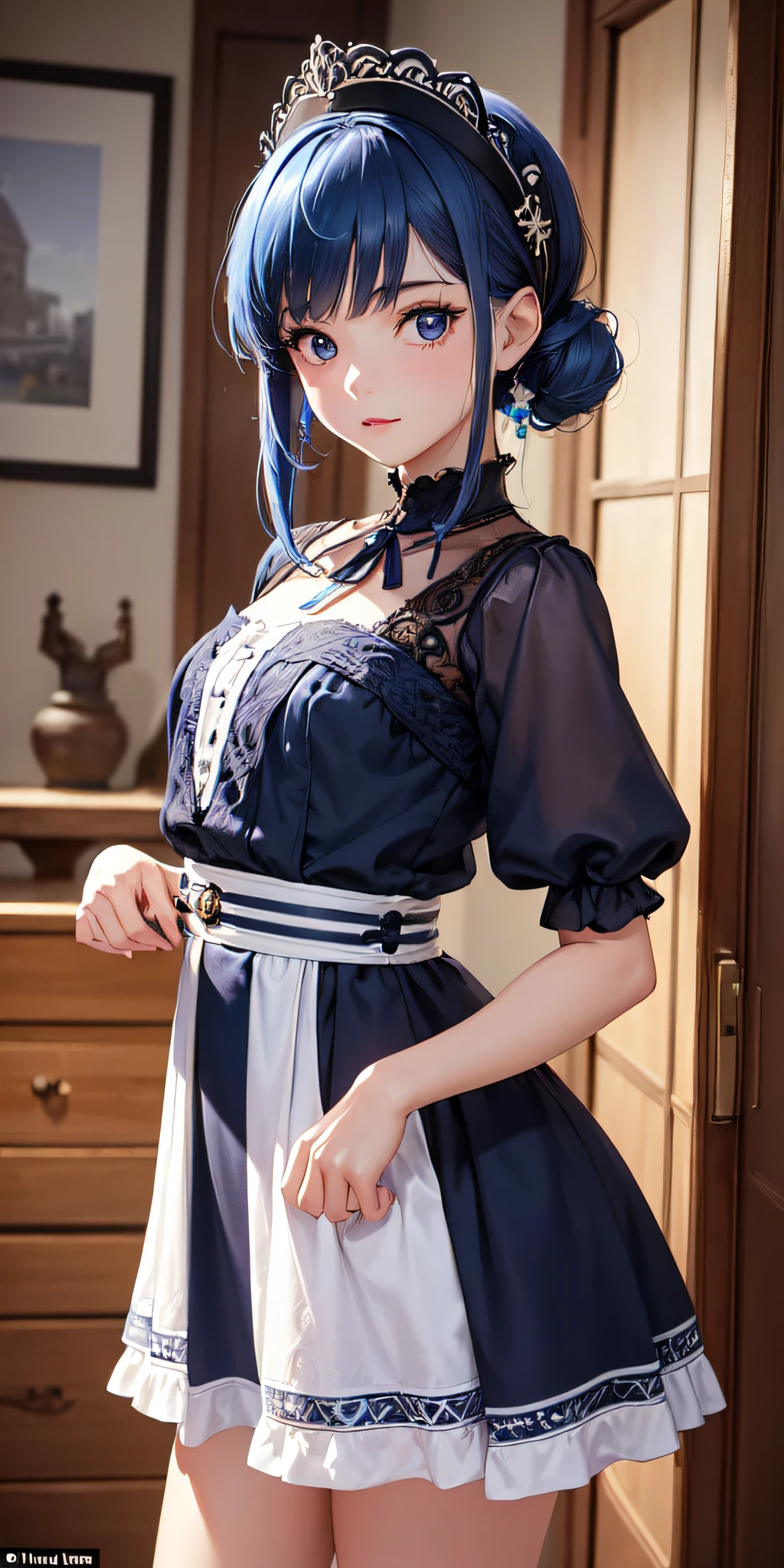 (((maid clothes)))), (((Big)))), Drunken eyes,